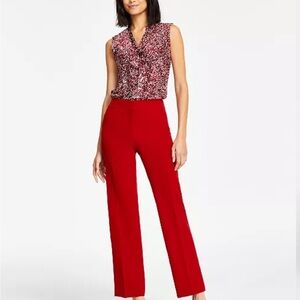 Kasper Red Straight Leg Pants